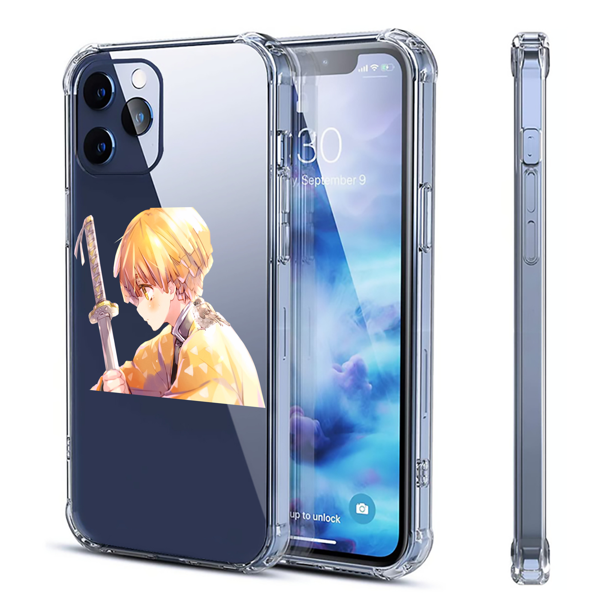 （画像用） 鬼滅の刃（きめつのやいば）我妻 善逸／あがつま ぜんいつ Agatsuma Zenitsu 【iPhone 12シリーズ対応】透明スマホケース（クリアソフトケース）